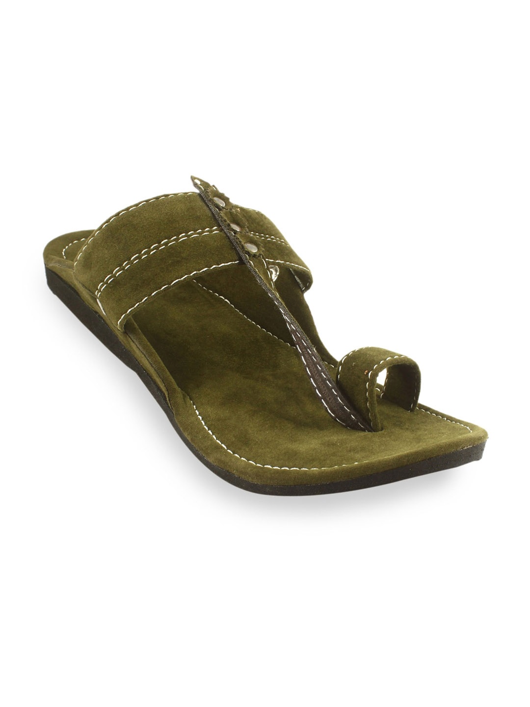 

Apratim Men Velvet Kolhapuri Comfort Sandals, Green