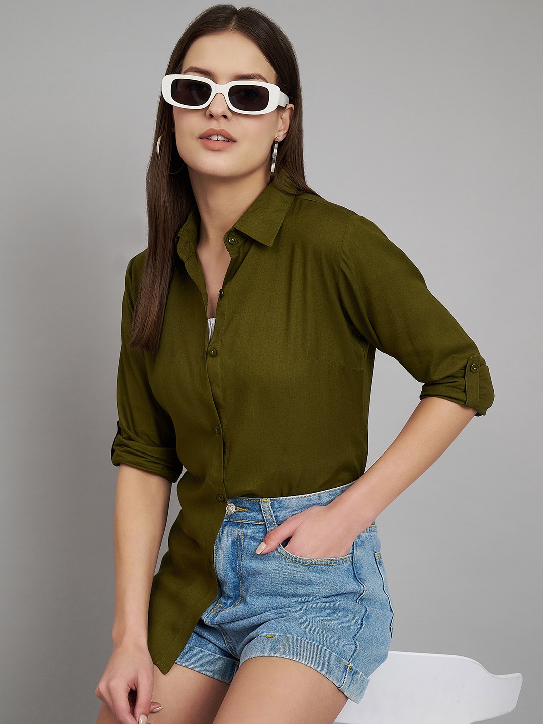 

Fab Star Classic Long Sleeves Casual Shirt, Green