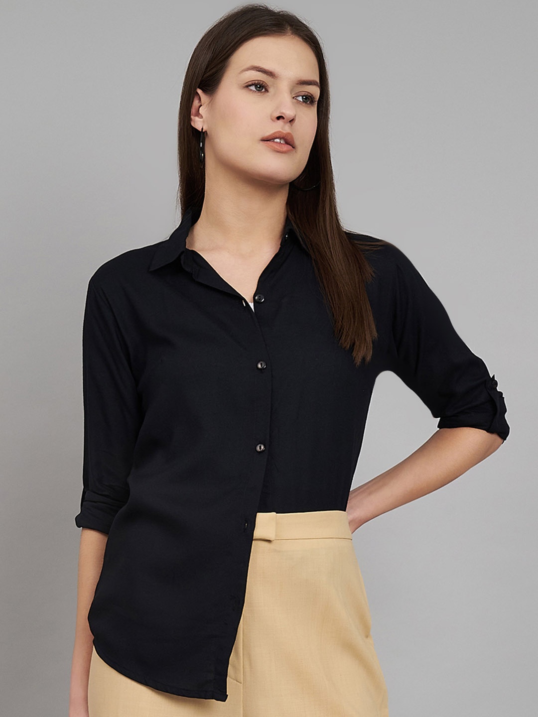 

Fab Star Classic Long Sleeves Casual Shirt, Black