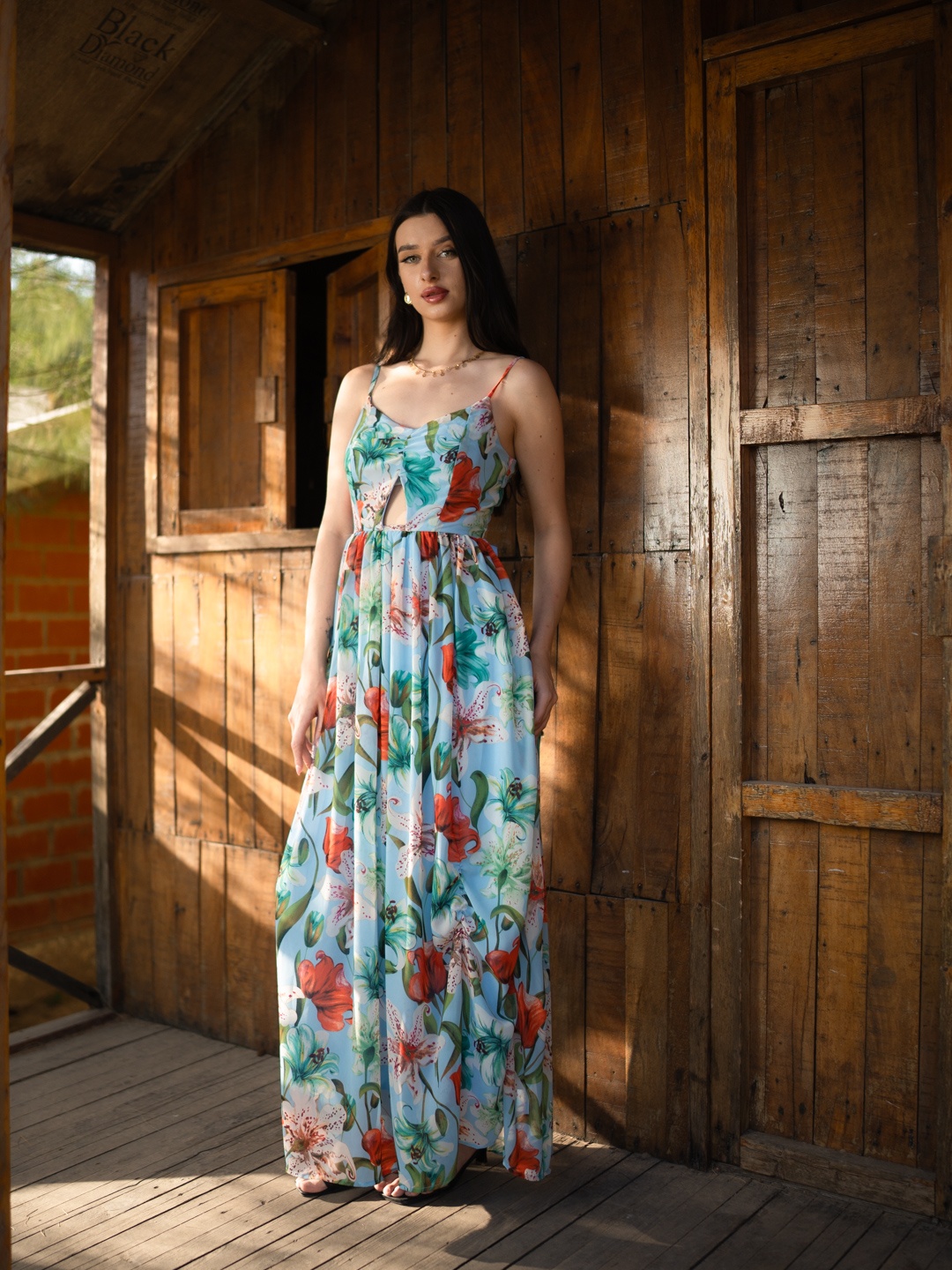 

Stylecast X Hersheinbox Floral Printed Cut Out Maxi Dress, Blue