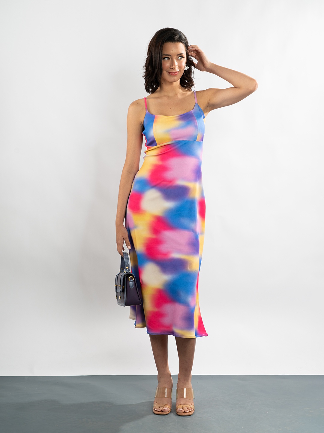 

Stylecast X Hersheinbox Printed A-Line Midi Dress, Blue