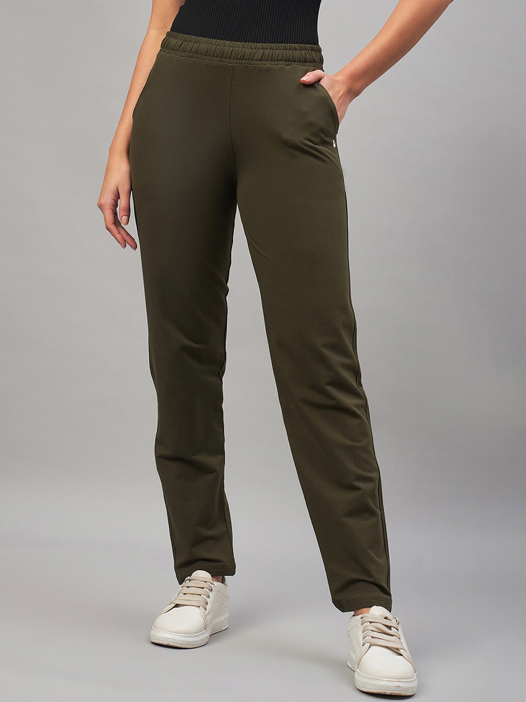 FEMEA Women Slim-fit Track Pants, Olive