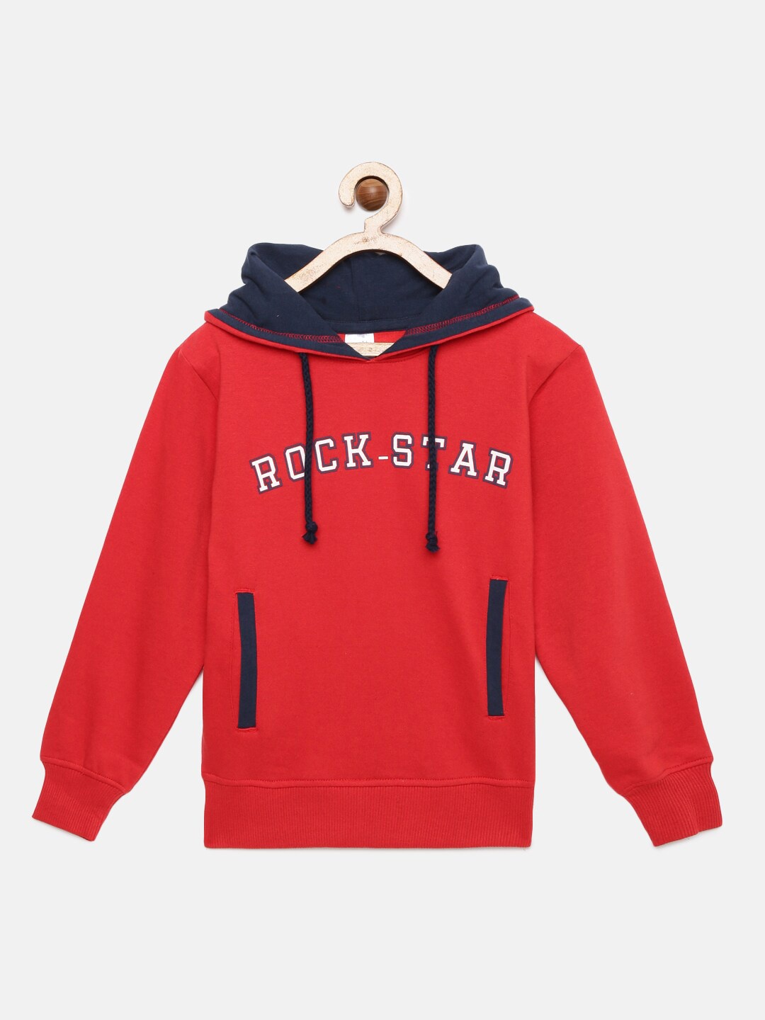 

mackly Boys Typography Printed Hooded Sweatshirt, Red