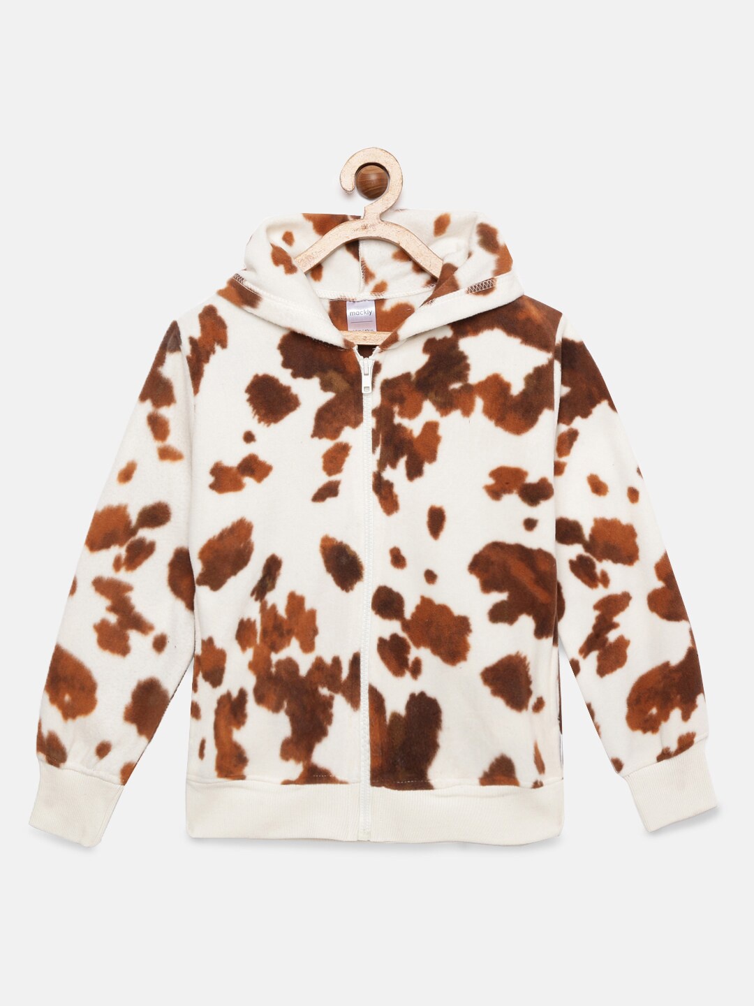 

mackly Kids Abstract Printed Hooded Sweatshirt, White