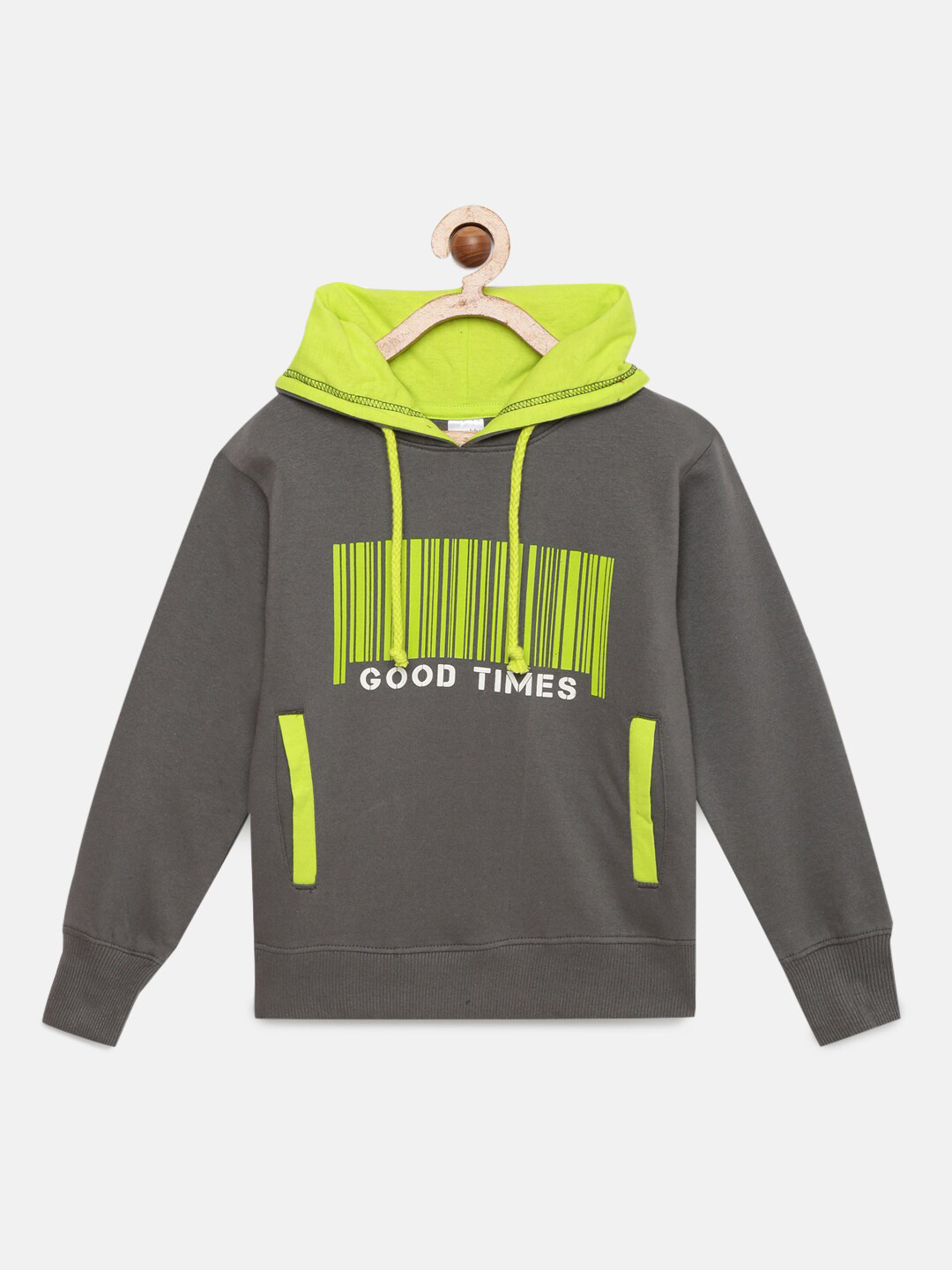 

mackly Boys Graphic Printed Hooded Sweatshirt, Grey