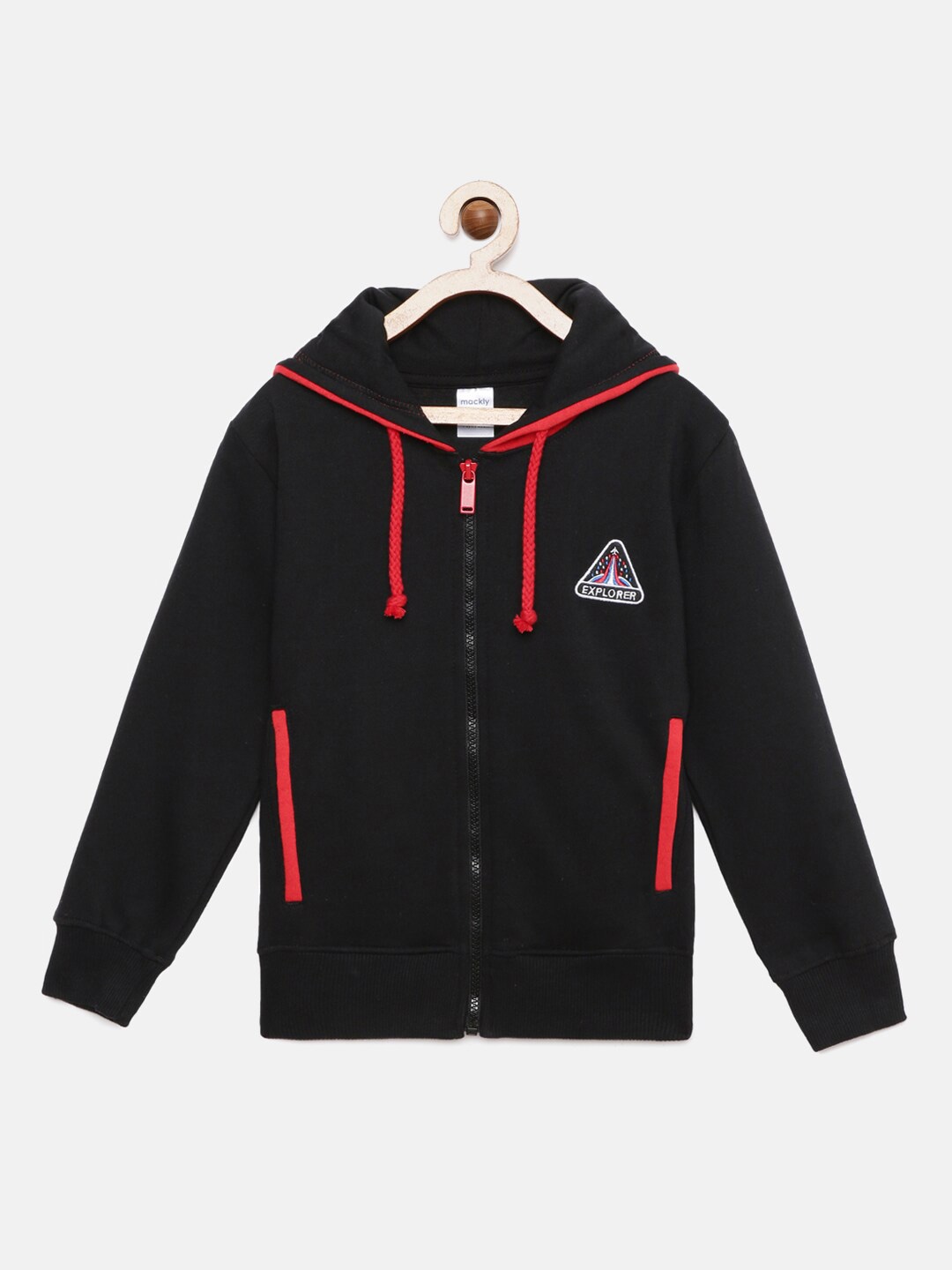 

mackly Boys Hooded Front-Open Sweatshirt, Black