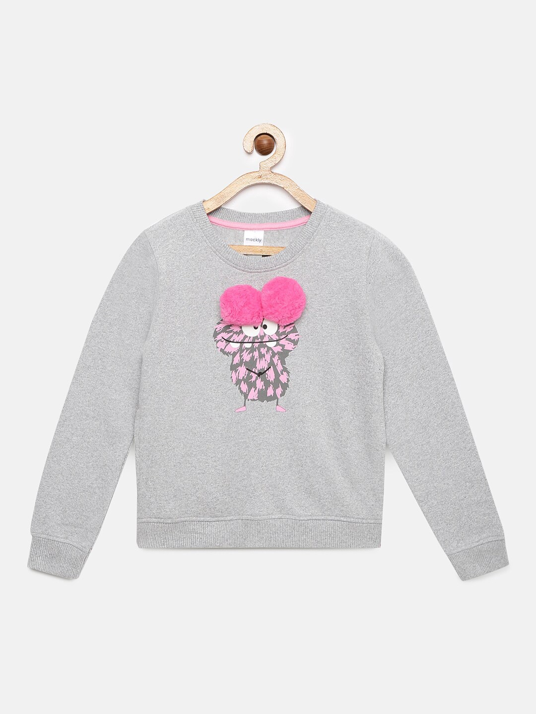 

mackly Girls Self Design Sweatshirt, Grey melange