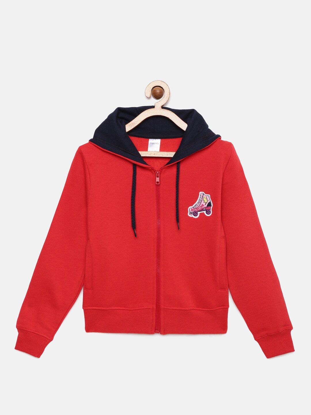 

mackly Girls Hooded Front Open Sweatshirt, Red