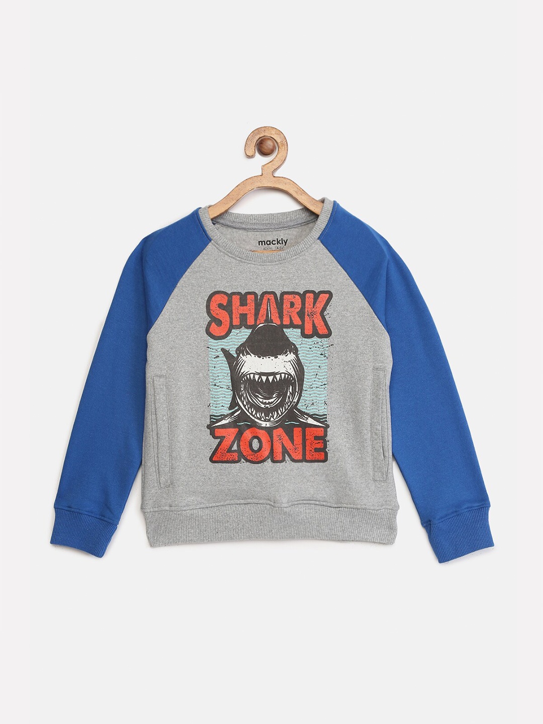 

mackly Boys Graphic Printed Pure Cotton Pullover Sweatshirt, Grey