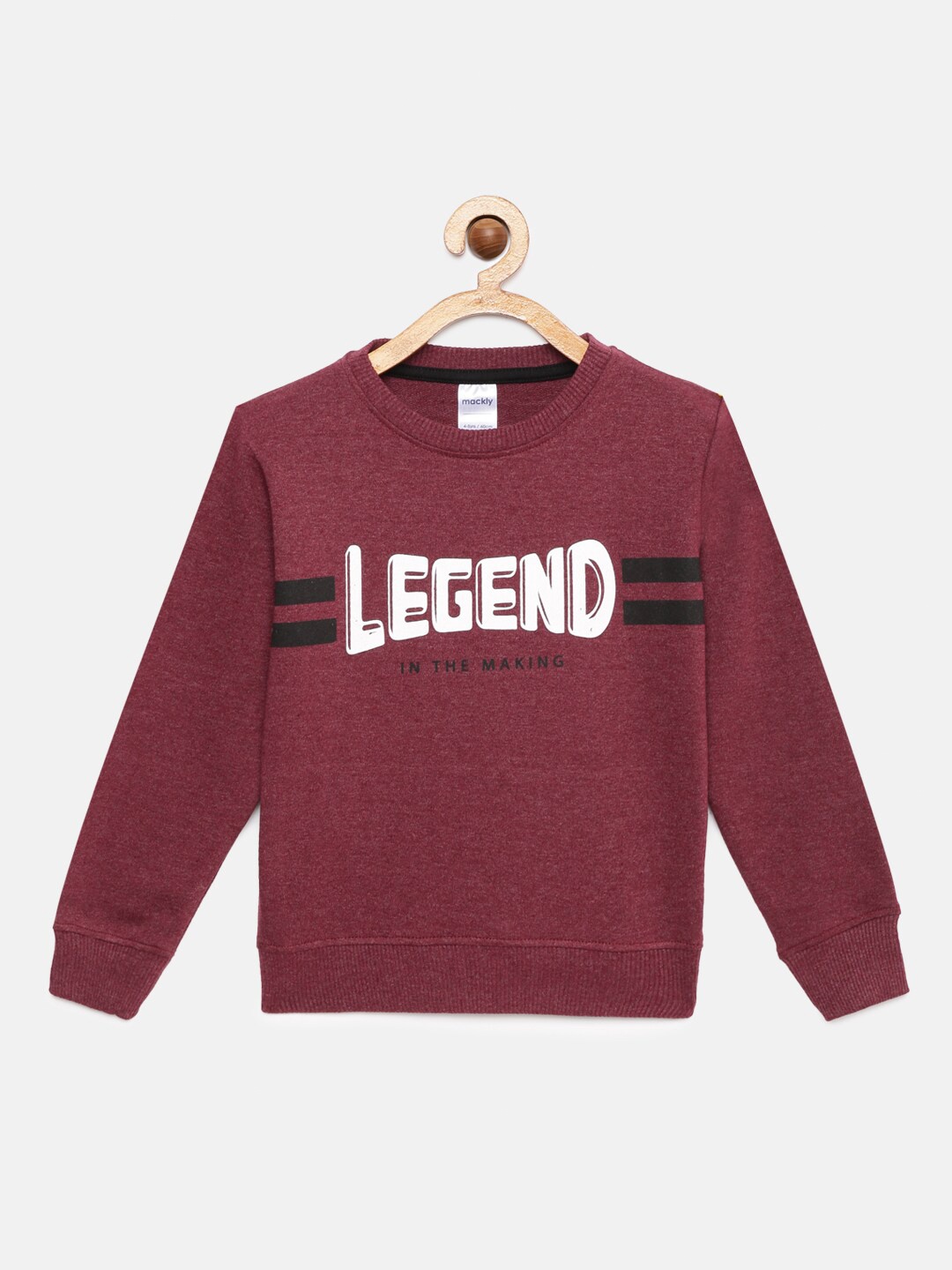 mackly Boys Typography Printed Pullover Sweatshirt, Maroon