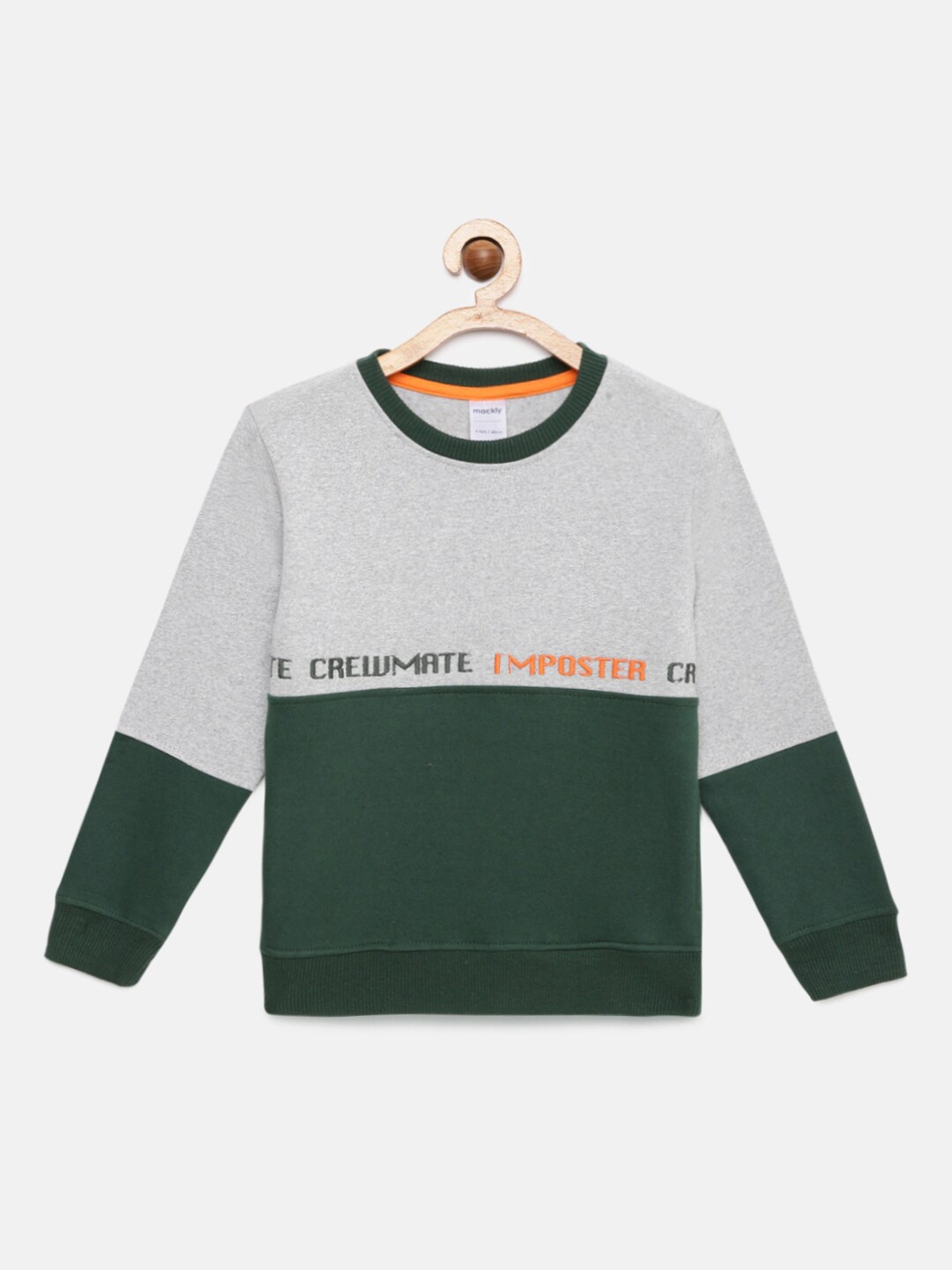 

mackly Boys Colourblocked Pullover Sweatshirt, Grey melange