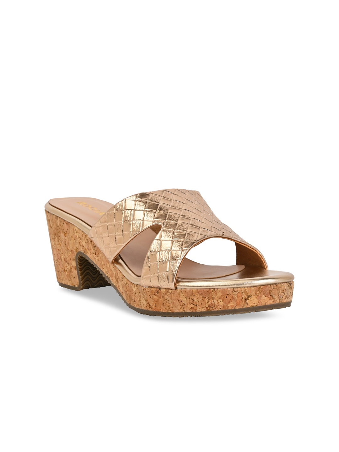 

Rocia Open Toe Textured Platform Heels, Rose gold