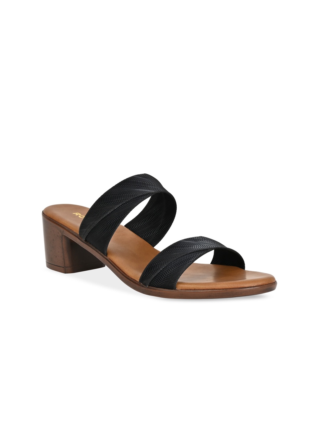 

Rocia Textured Open Toe Block Heels, Black