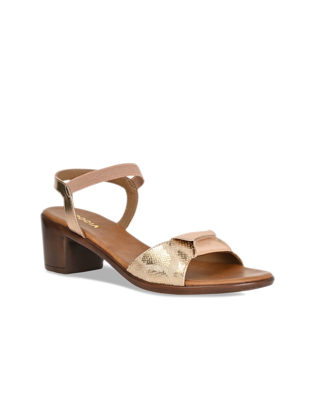 

Rocia Printed Open Toe Block Heels, Rose gold