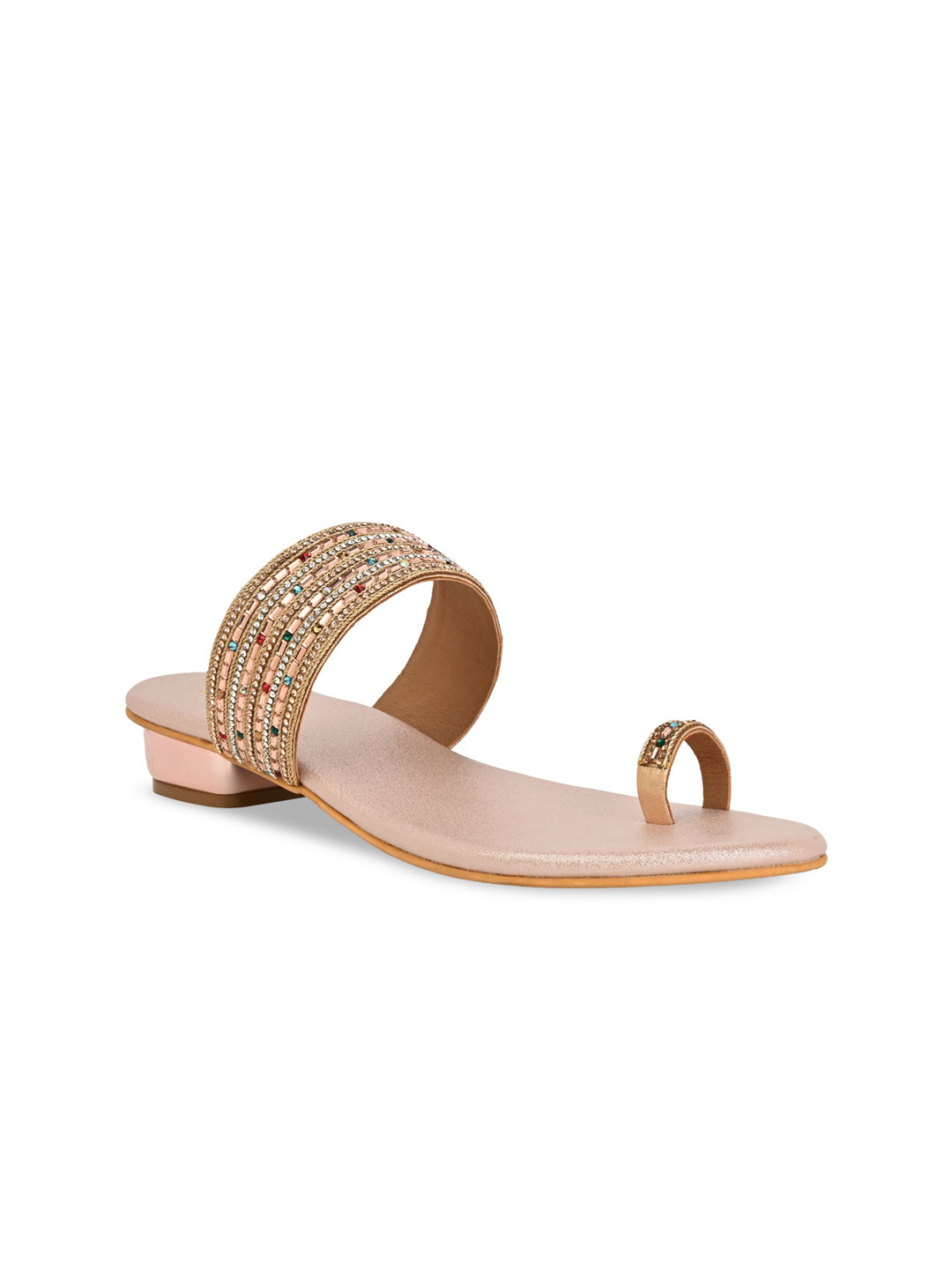 

Rocia Embellished One Toe Block Sandals, Rose gold