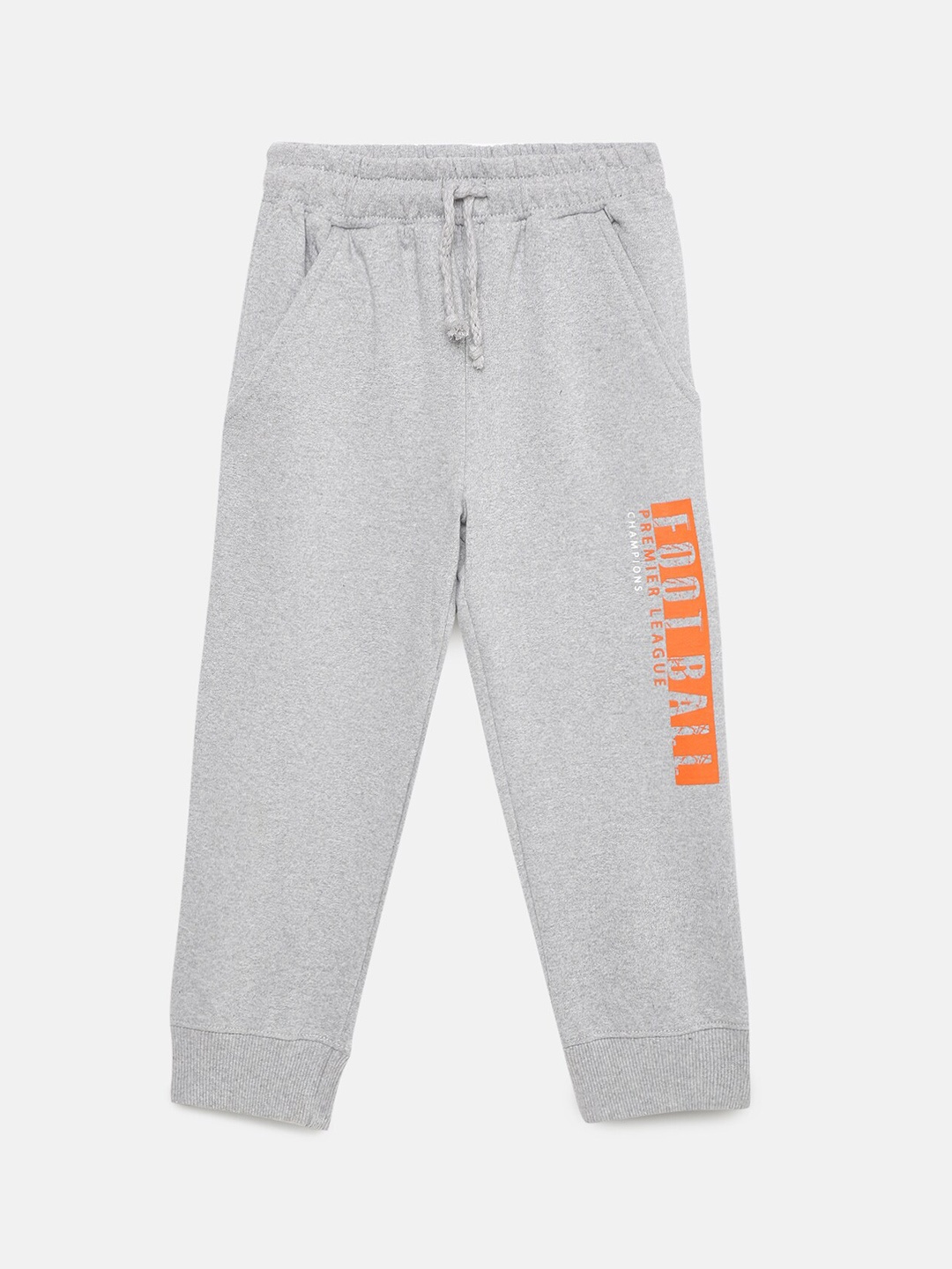 

mackly Winter 2021 Boys Typography Printed Mid Rise Joggers, Grey melange
