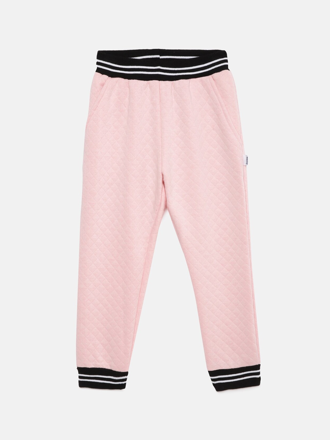 

mackly Girls Self Design Mid-Rise Joggers, Pink