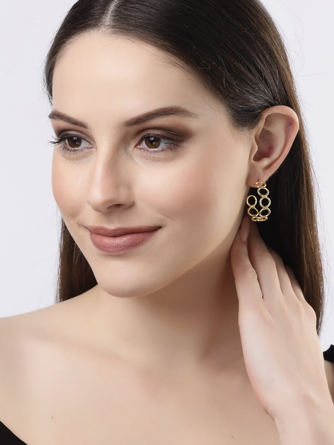 

NVR Gold-plated Contemporary Half Hoop Earrings
