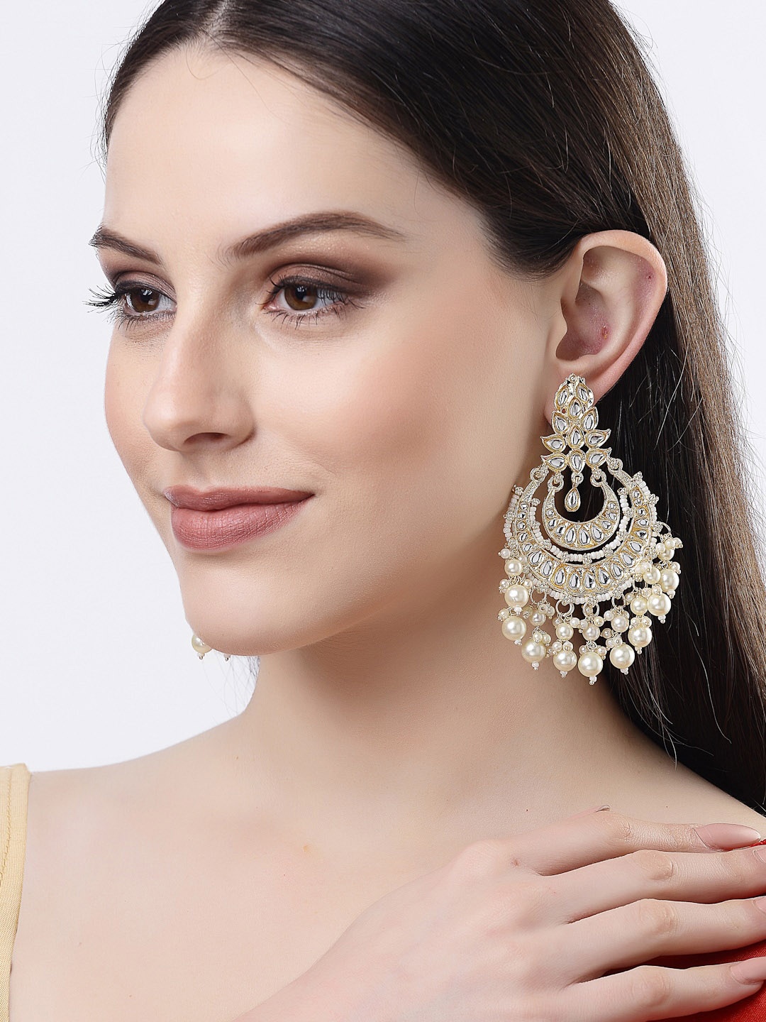 

NVR Gold-Plated Kundan Chandbalis