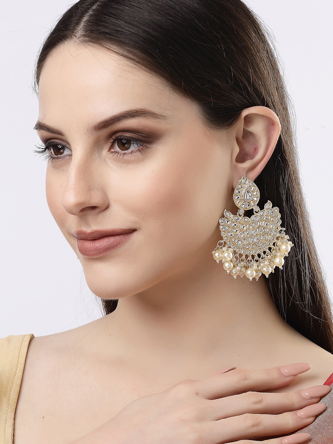

NVR Gold-Plated Kundan Chandbalis