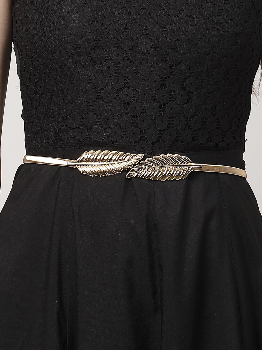 

NVR Women Stretchable Slim Belt, Gold