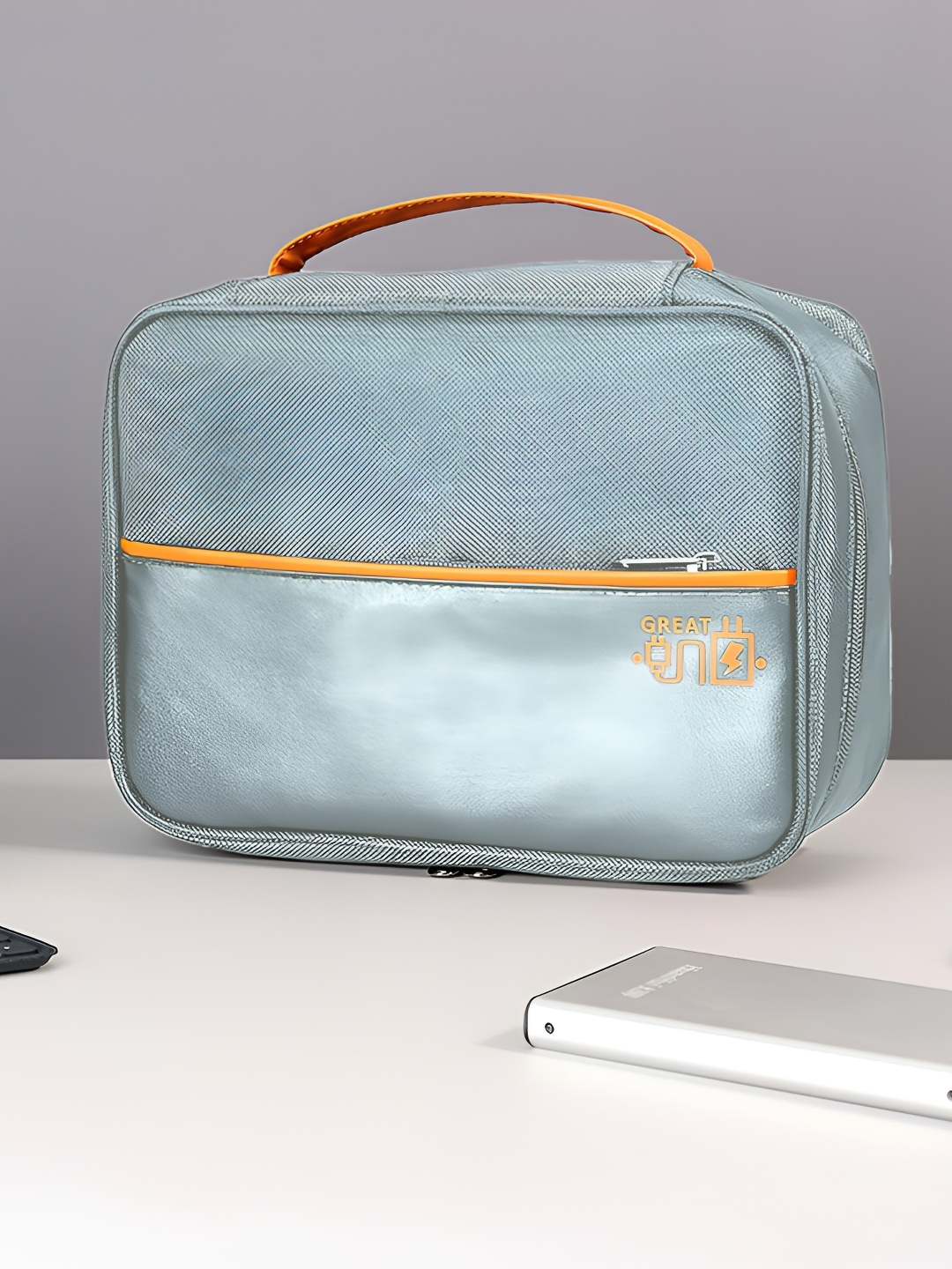 

Cortina Grey & Yellow Electronics Accessories Travel Organizer Bag