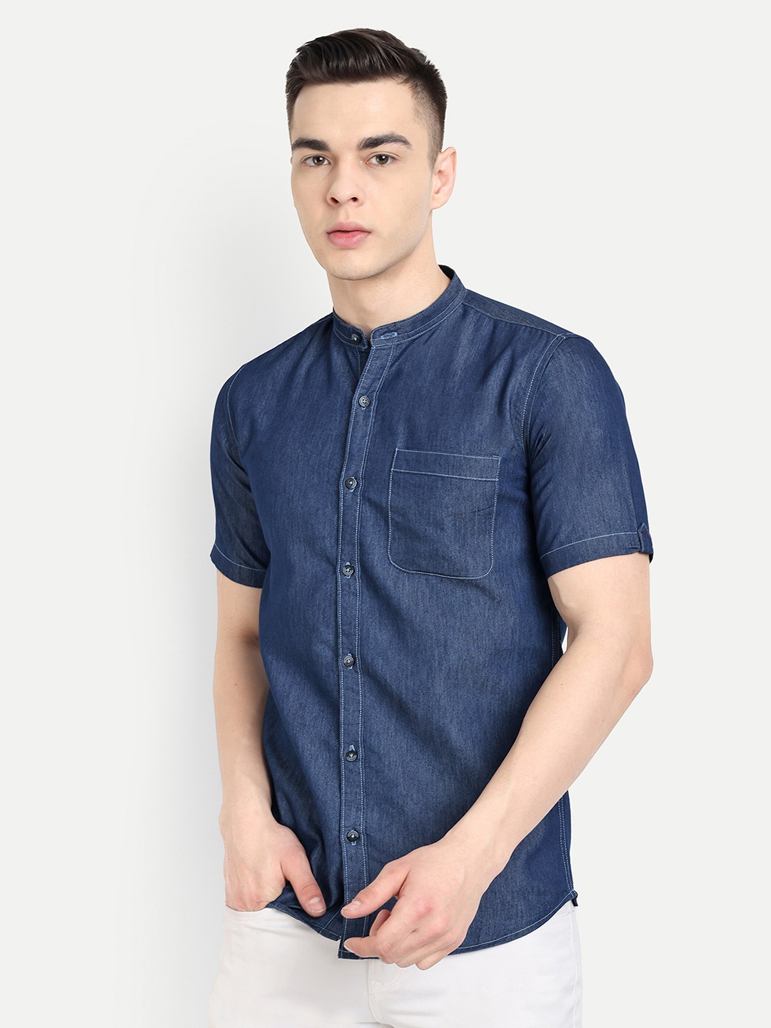 

CARBONN CLOTH Opaque Denim Casual Shirt, Blue