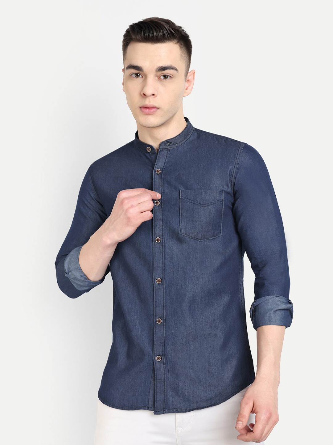 

CARBONN CLOTH Opaque Denim Casual Shirt, Blue