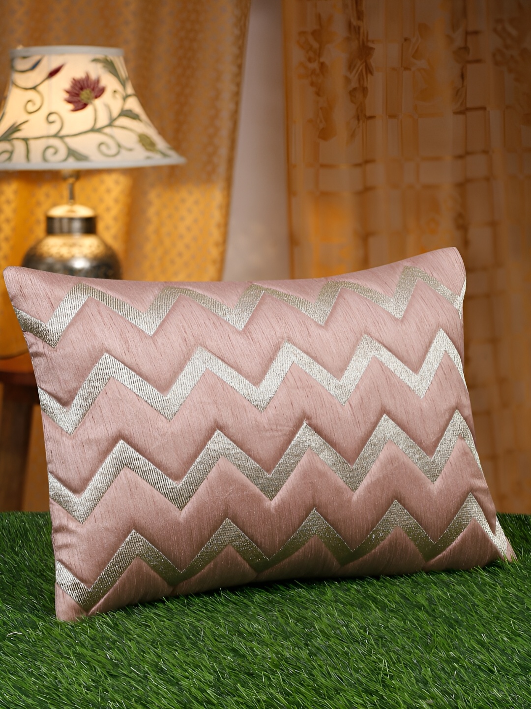 HOSTA HOMES Purple & Silver-Toned Embellished Rectangle Cushion Covers