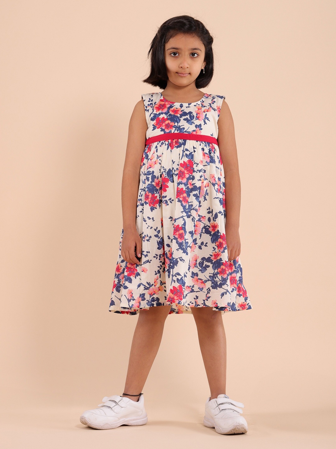

Sangria Printed Pure Cotton A-Line Ethnic Dress, White
