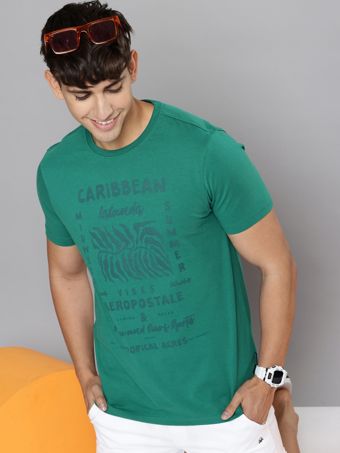 

Aeropostale Printed Pure Cotton T-shirt, Green