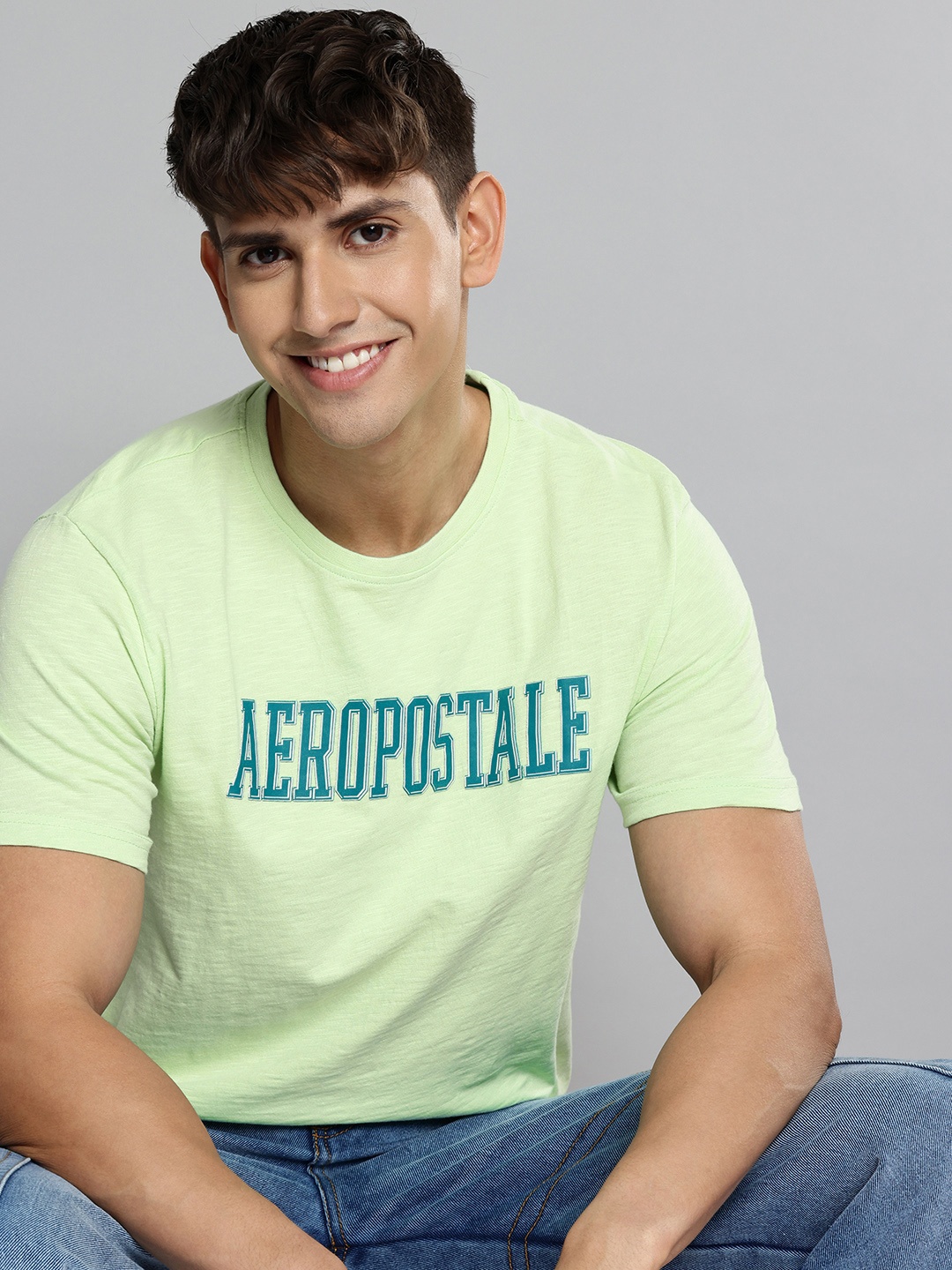 

Aeropostale Men Brand Logo Printed Pure Cotton T-shirt, Green