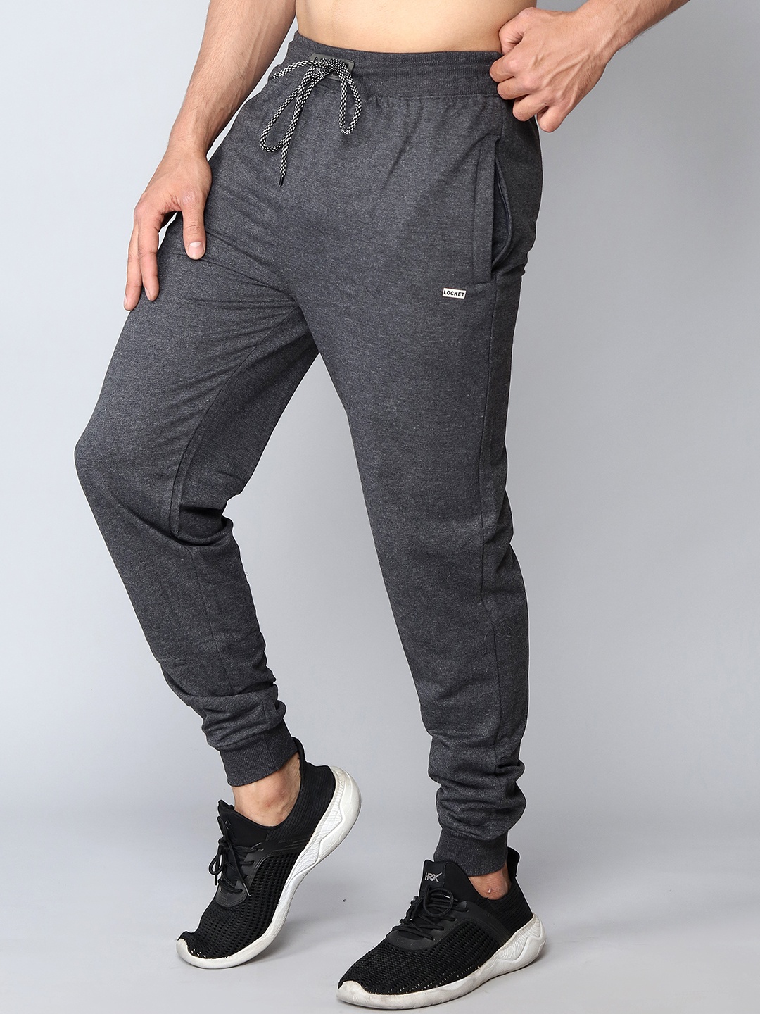 

INDIAN THREADS Men Relaxed High-Rise Cotton Joggers, Grey