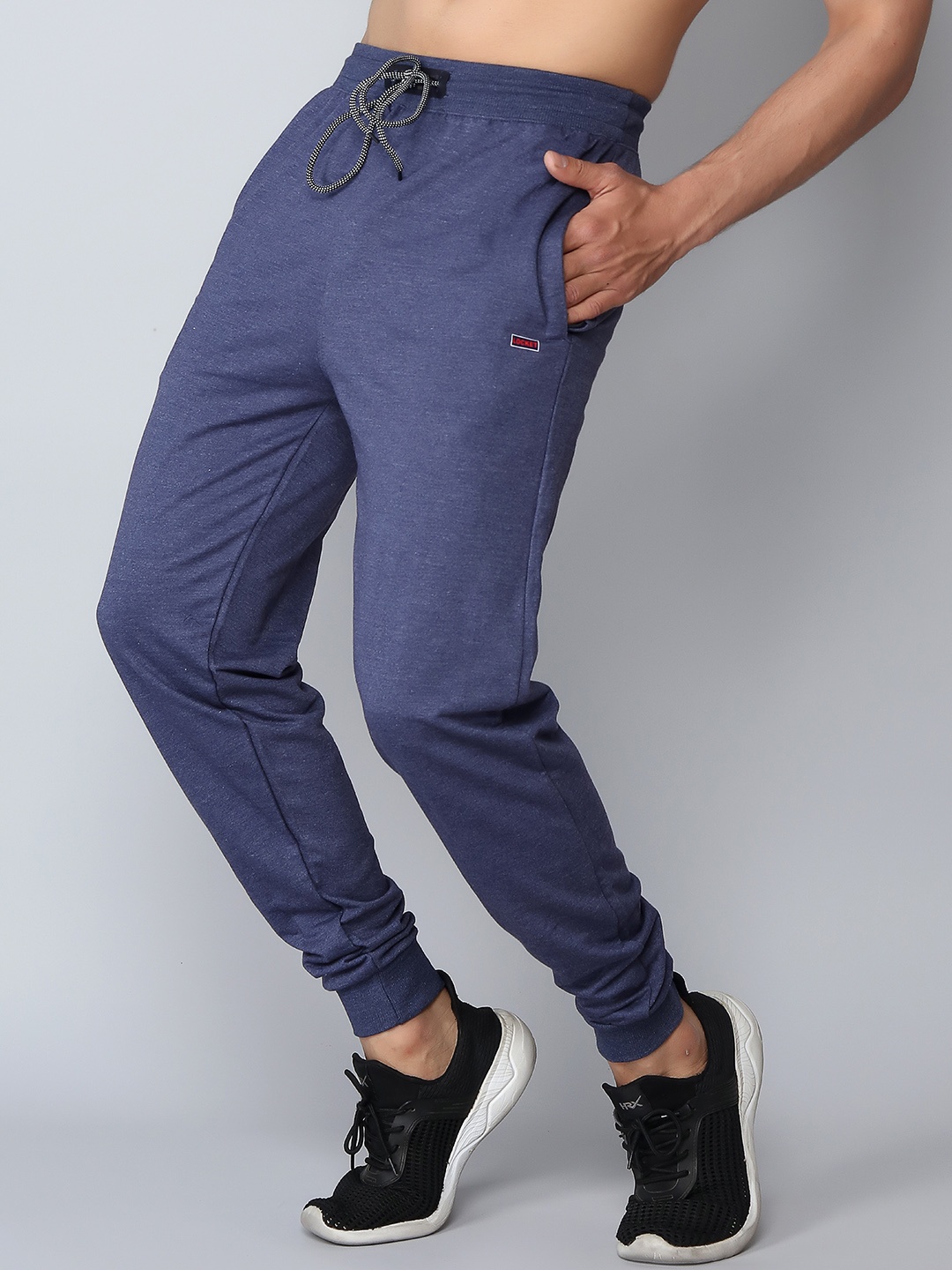 

INDIAN THREADS Men Relaxed High-Rise Cotton Joggers, Blue