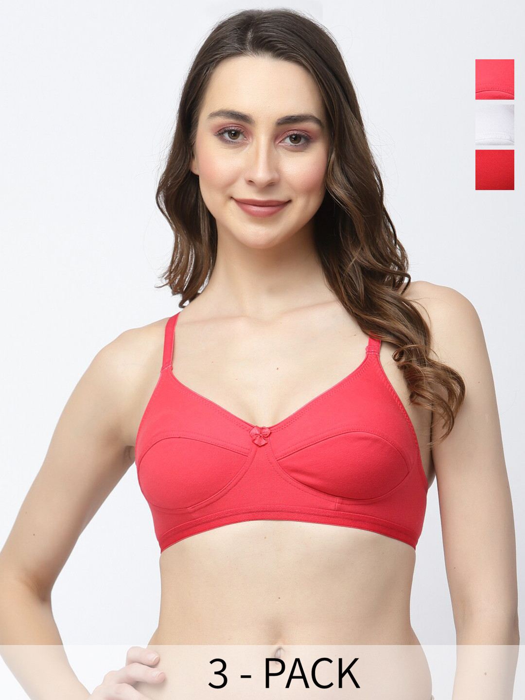 

College Girl Pack of 3 Medium Coverage Non Padded T-shirt Bras With All Day Comfort, Pink