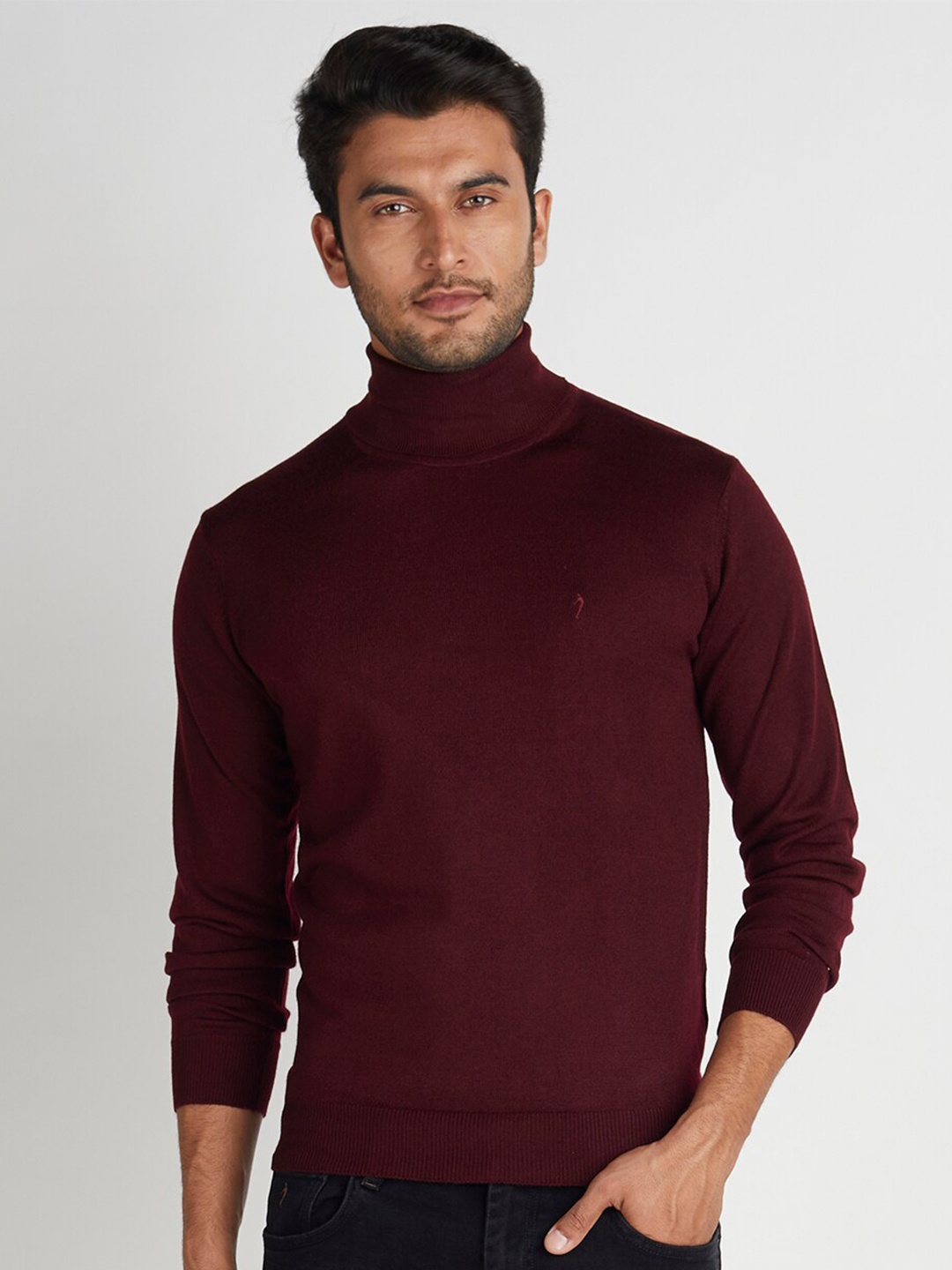 

Indian Terrain Turtle Neck Long Sleeves Pullover Sweater, Maroon