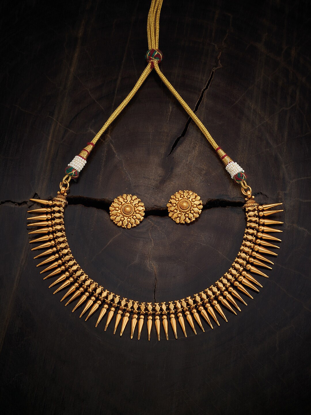 

Kushal's Fashion Jewellery Gold Plated Ethnic Antique Jewellery Set