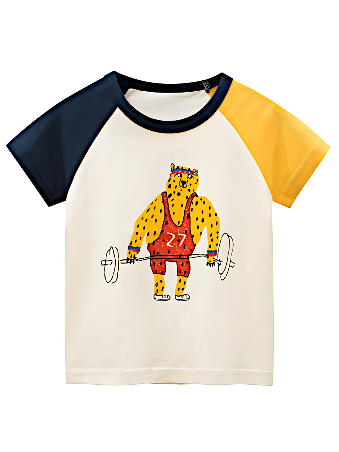

BAESD Kids Graphic Printed Raglan Sleeves Pure Cotton T-shirt, White