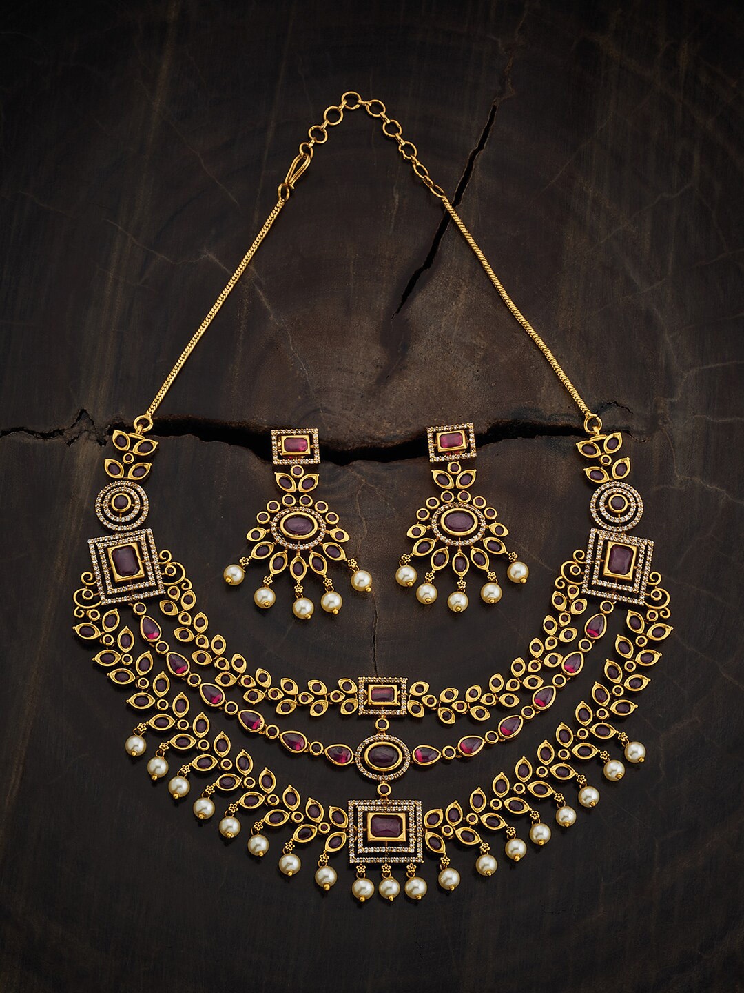 

Kushal's Fashion Jewellery Gold-Plated Stones-Studded & Beaded Jewellery Set