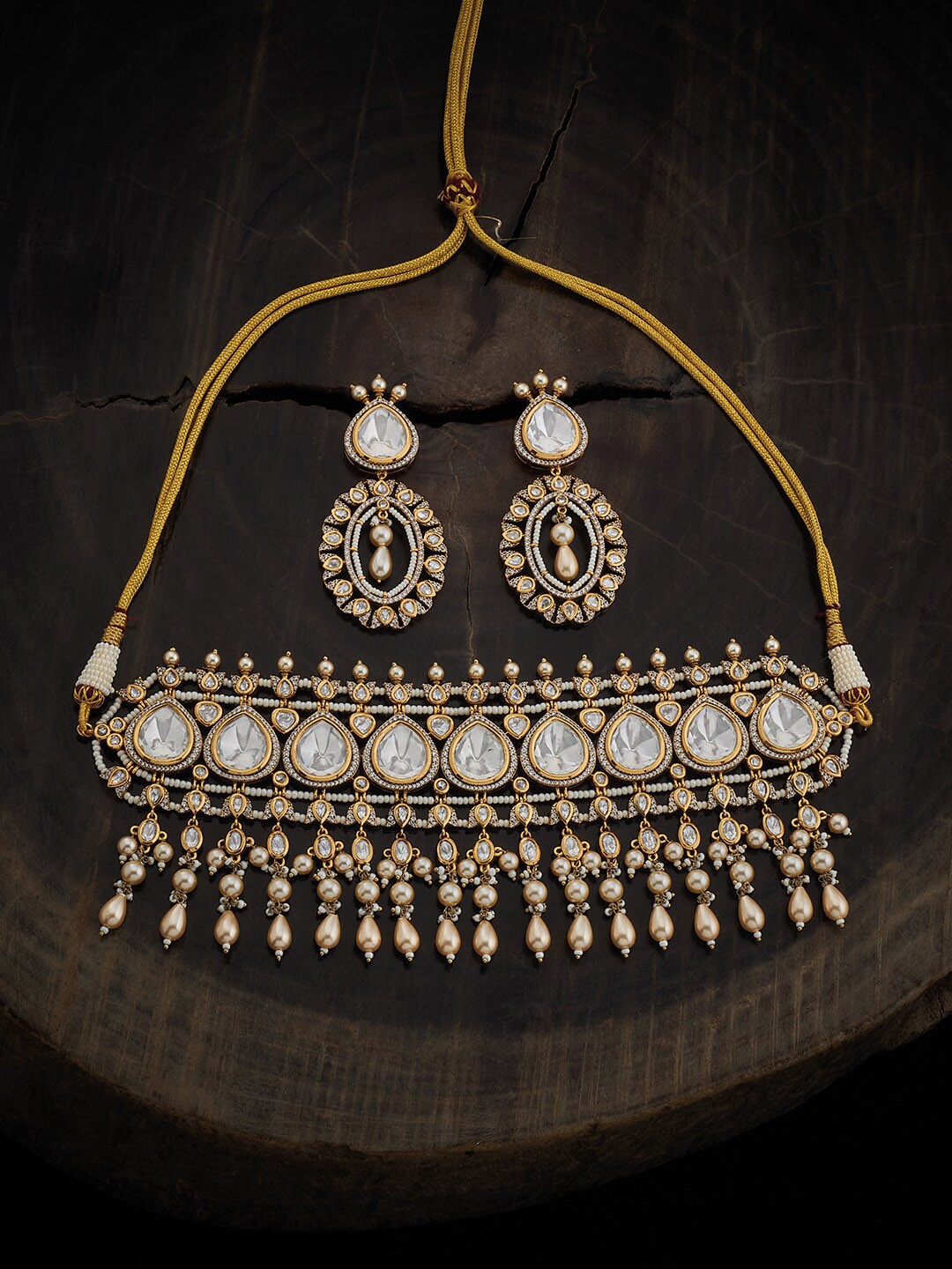 

Kushal's Fashion Jewellery Gold-Plated Kundan-Studded & Beaded Jewellery Set