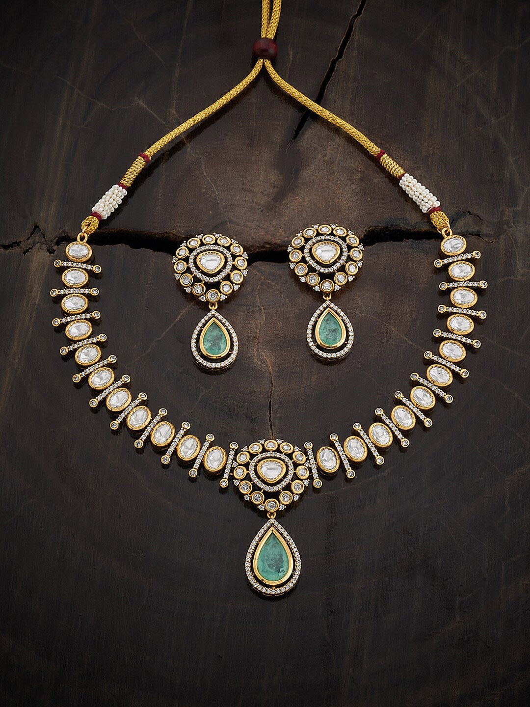 

Kushal's Fashion Jewellery Gold-Plated Kundan-Studded Jewellery Set