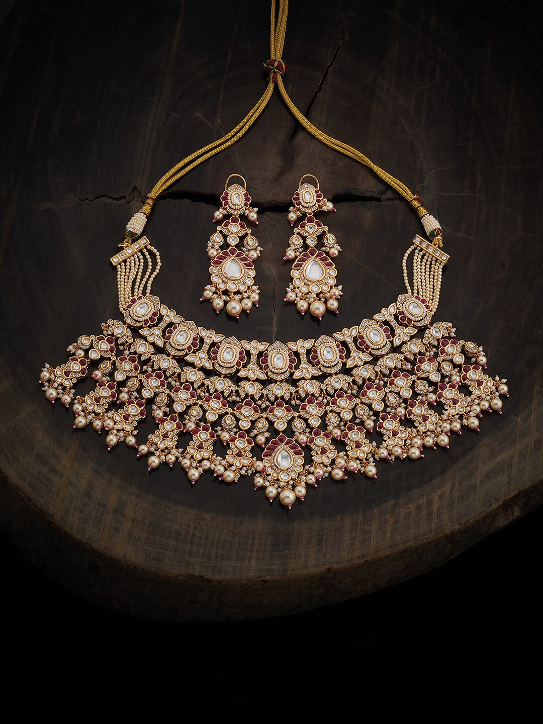 

Kushal's Fashion Jewellery Gold-plated Kundan Stone Studded Jewellery Set