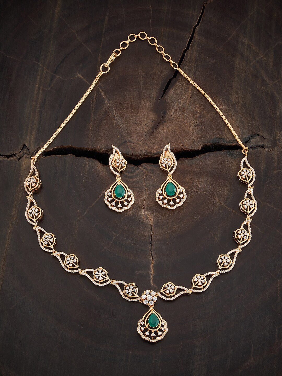

Kushal's Fashion Jewellery Gold Plated Zircon Studded Jewellery Set