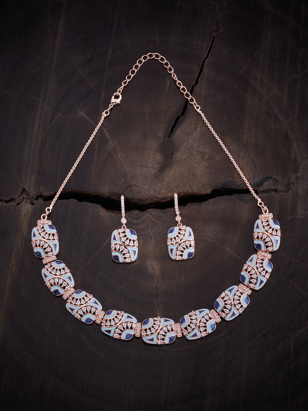 

Kushal's Fashion Jewellery Rose Gold-Plated Zircon-Studded Jewellery Set