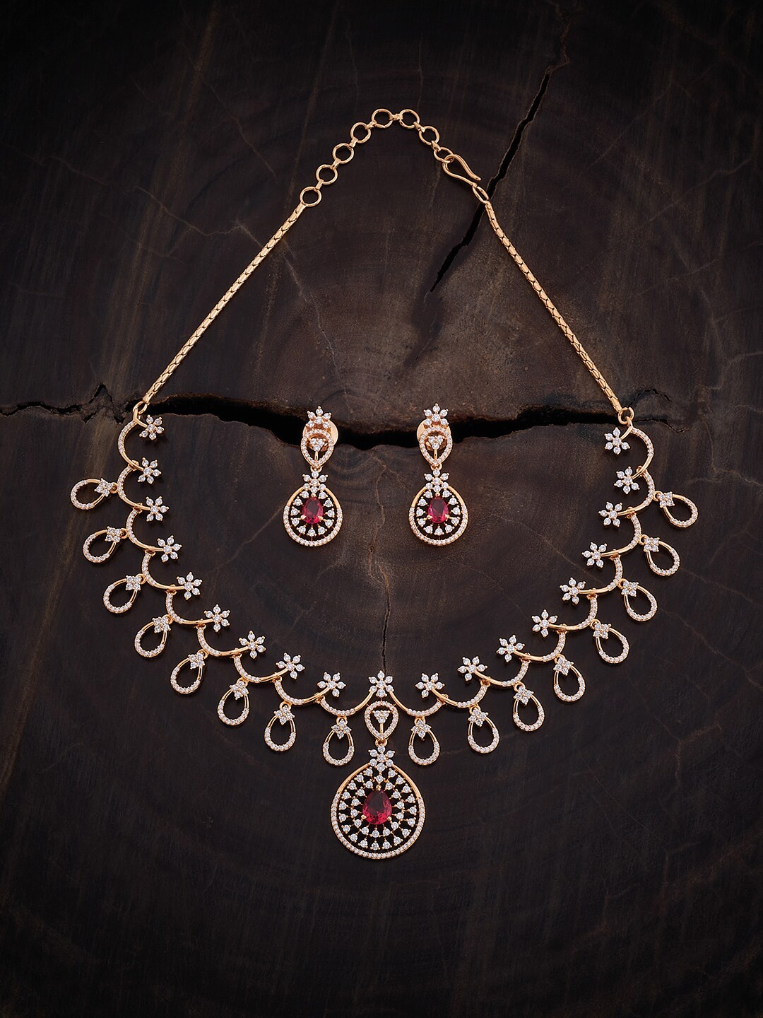 

Kushal's Fashion Jewellery Gold Plated CZ Studded Jewellery Set