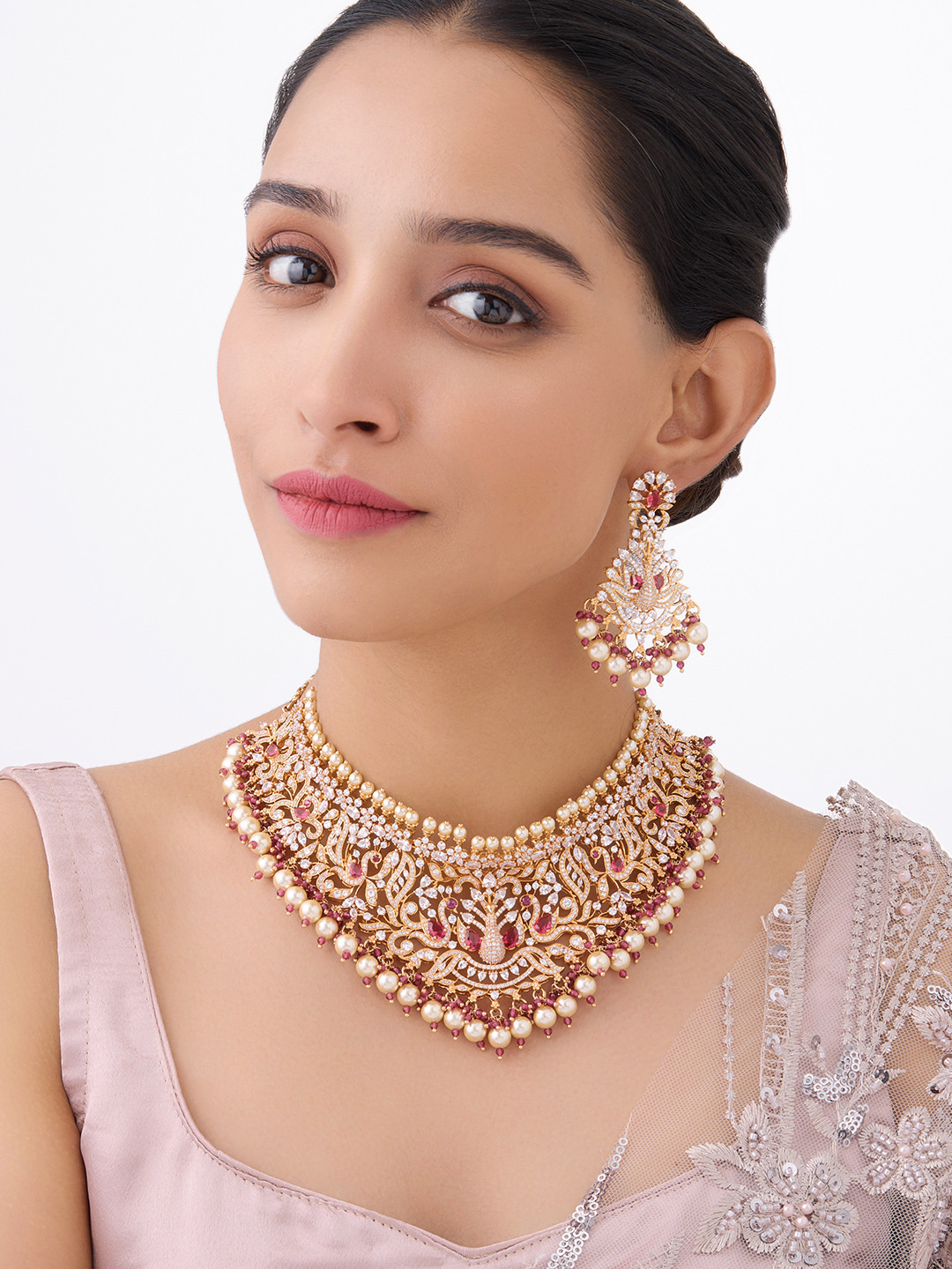 

Kushal's Fashion Jewellery Gold-Plated Zircon-Studded Jewellery Set