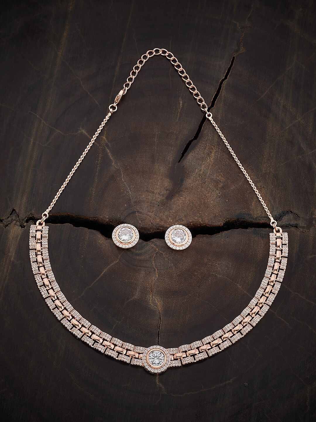 

Kushal's Fashion Jewellery Rose Gold-Plated Zircon Jewellery Set