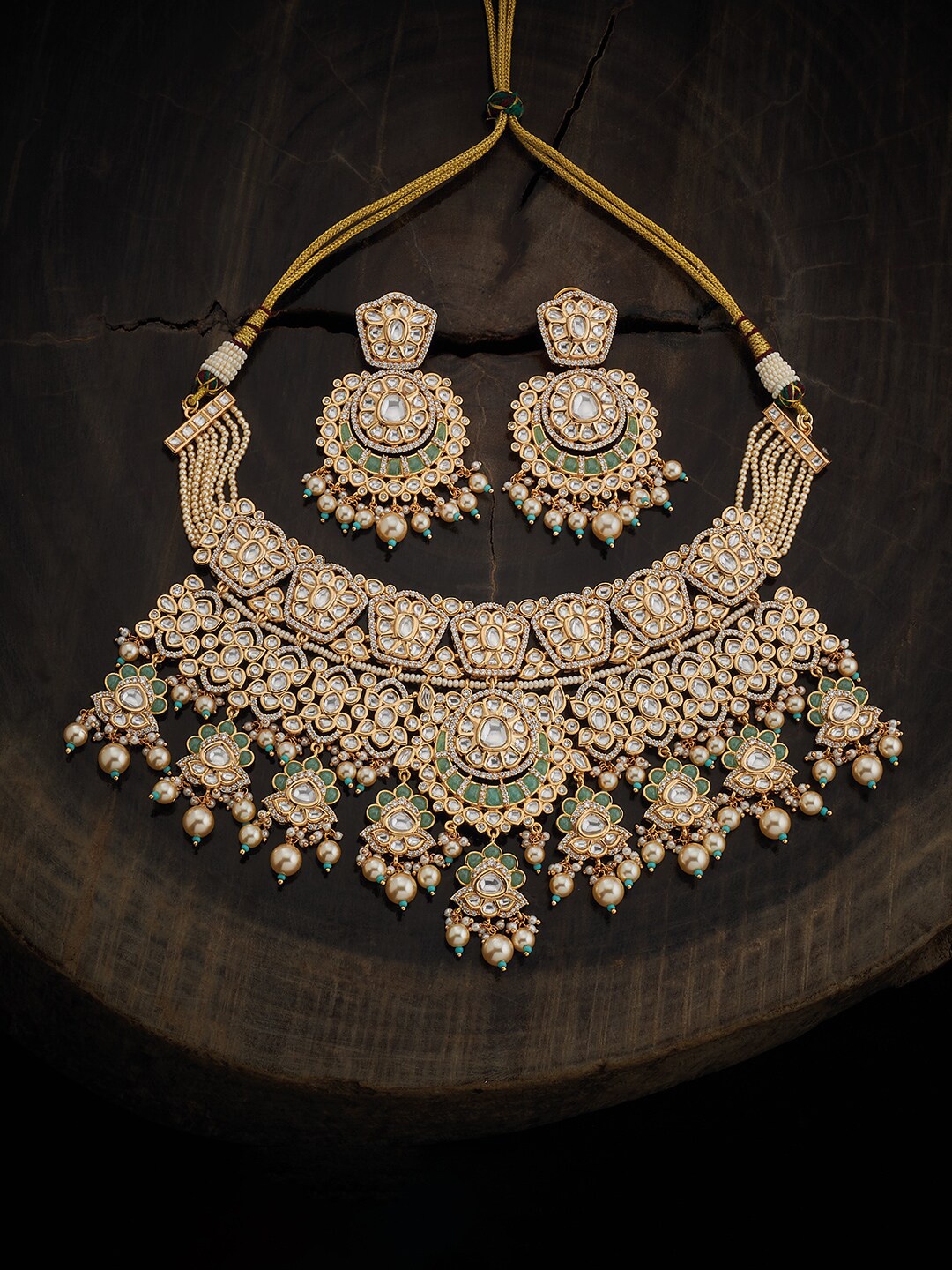 

Kushal's Fashion Jewellery Gold-Plated Kundan Stone Studded Jewellery Set