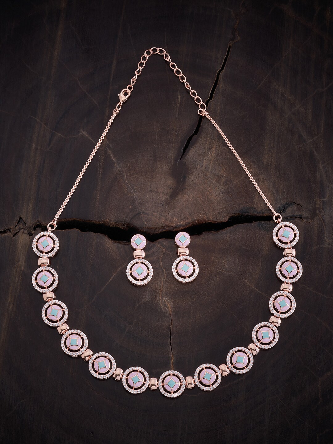 

Kushal's Fashion Jewellery Rose Gold-Plated Zircon-Studded Jewellery Set