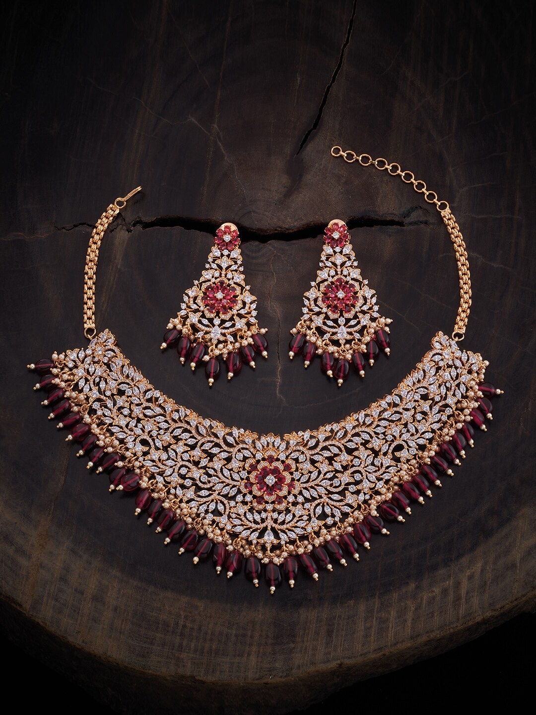 

Kushal's Fashion Jewellery Gold-Plated Zircon Studded Jewellery Set